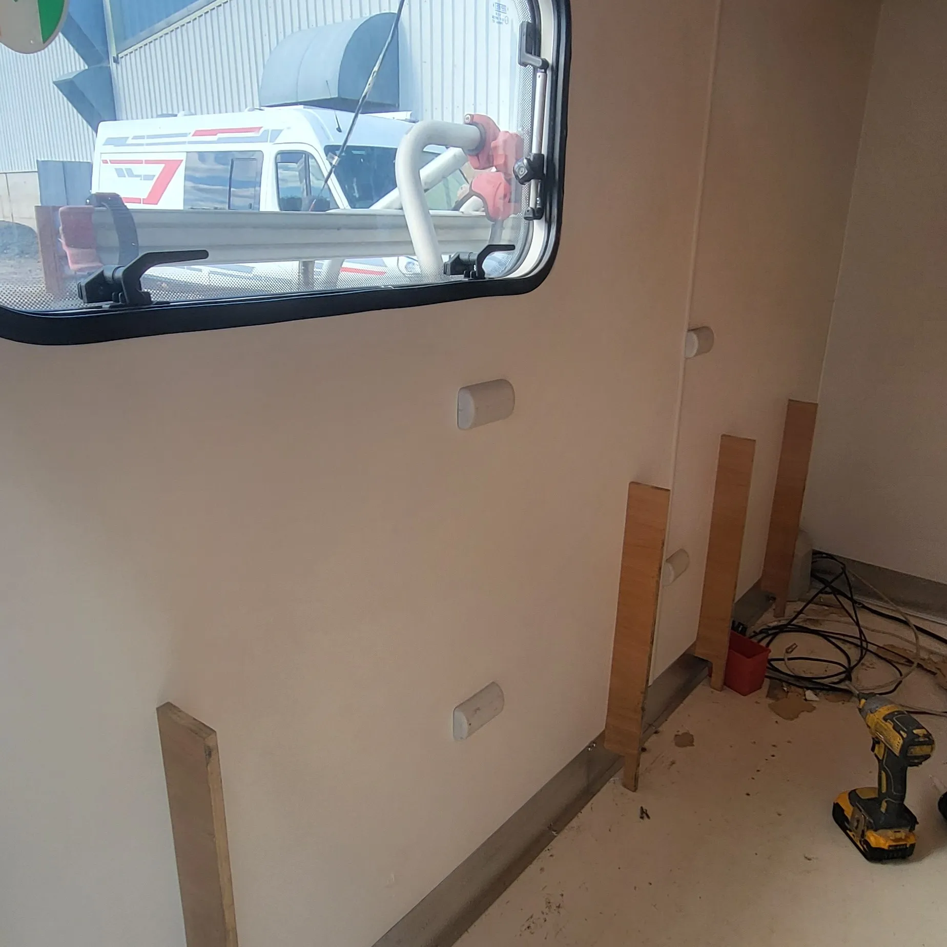 New battens in and fresh board going up, ready to be lined and finished.