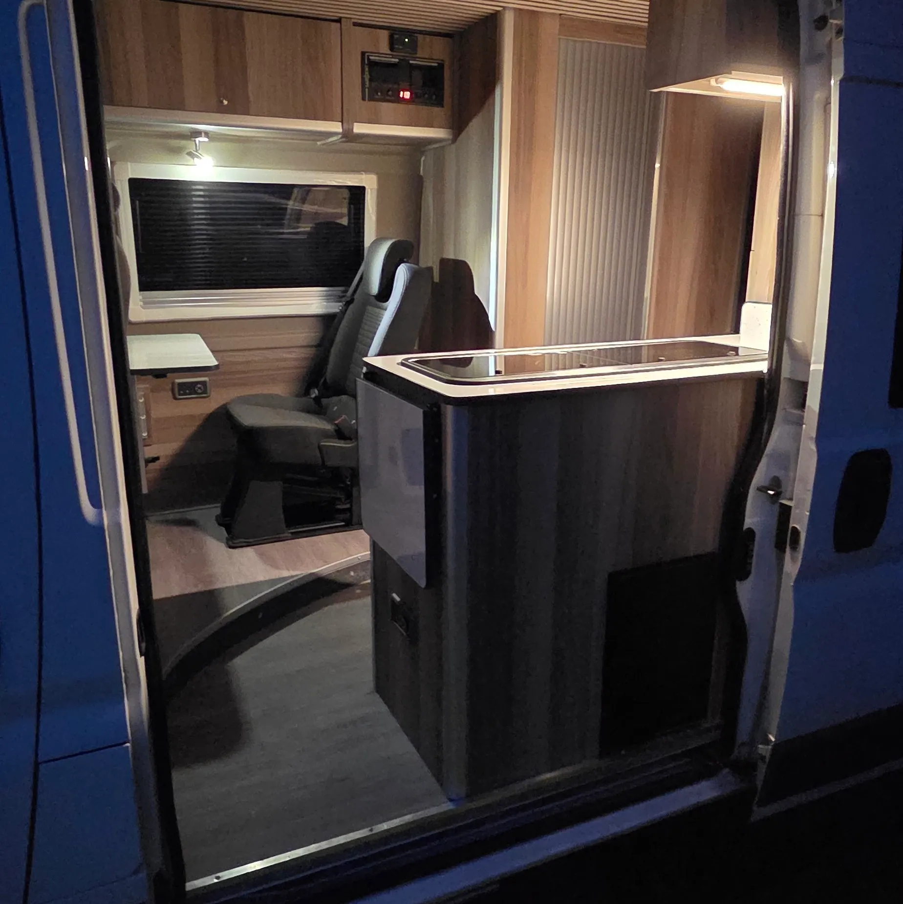 Hand-built camper van interior