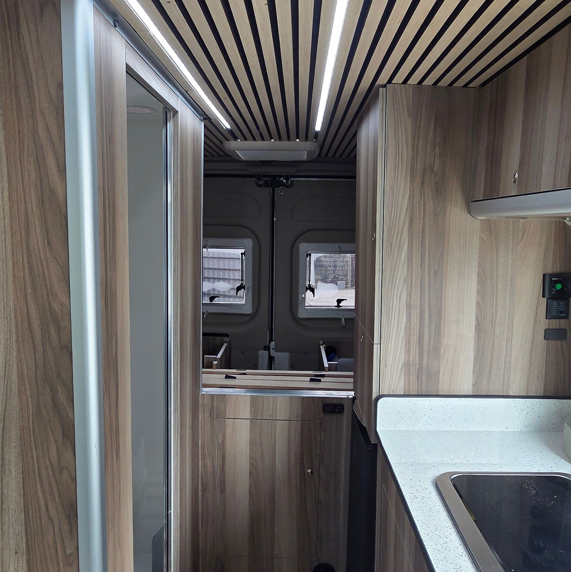 Hand-built camper van interior
